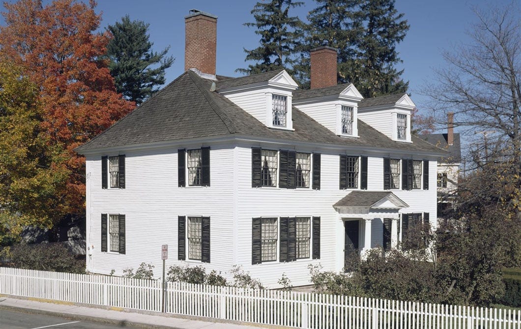 A photo of the exterior of the Sarah Orne Jewett House in South Berwick, Maine