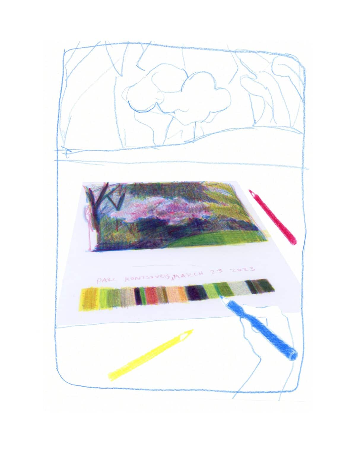 Colored pencil illustration of the Cocolor game 