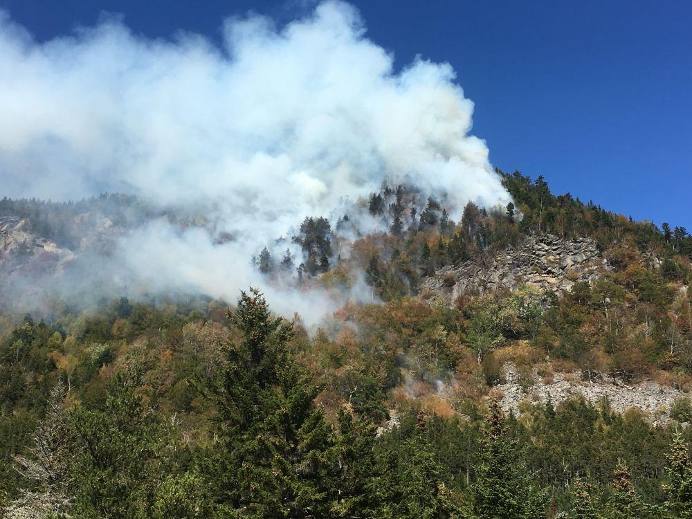 Photo of the Dilly Cliff Fire of 2017 in North Woodstock, New Hampshire, taken by Kate Wetherell