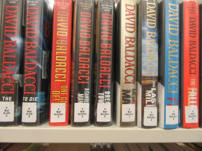 photo of library books on a shelf