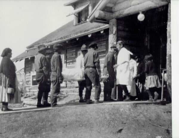 Photo from early 20th century showing Fort Yukon Hospital in northern Alaska