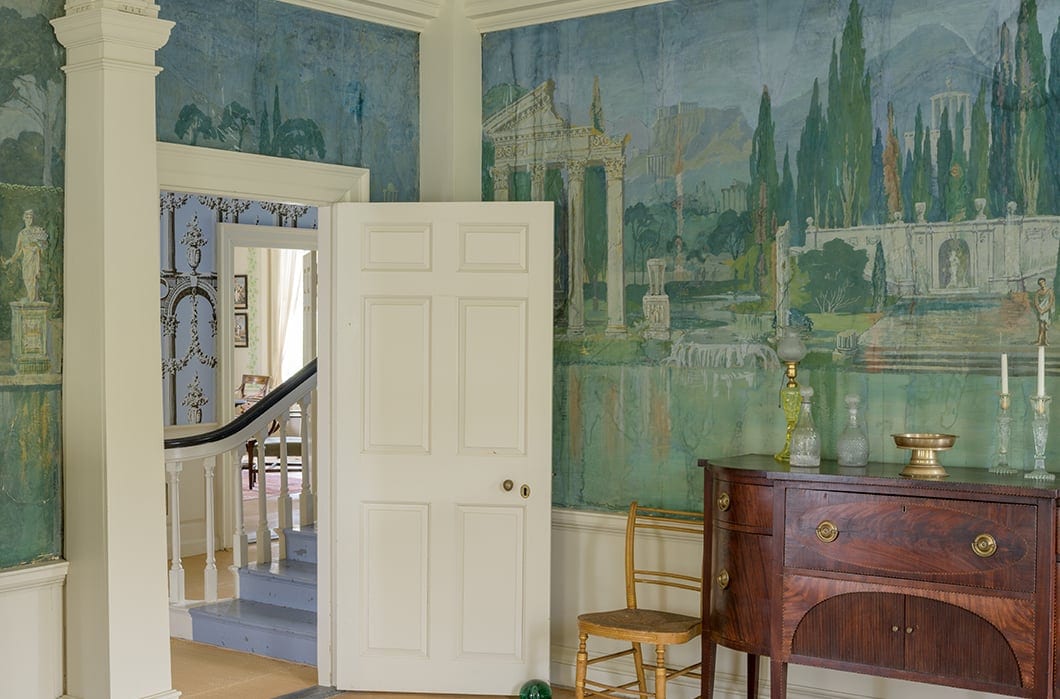 A photo of the parlor at the Hamilton House in South Berwick, Maine