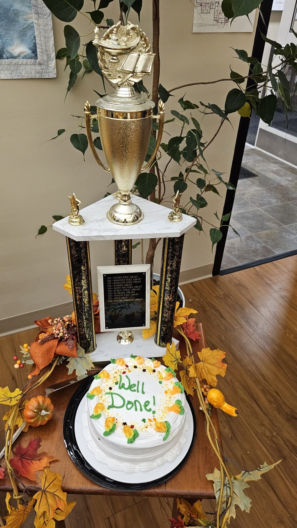 Granite State library card challenge trophy