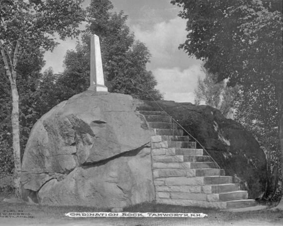 Old photo of Ordination Rock, courtesy of https://www.wisconsinhistory.org/record/image/W011GRA