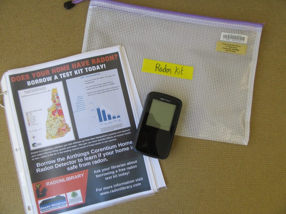 photo of a home radon detector available to borrow from the library