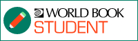 Logo for "World Book Student" featuring a green circle with an orange pencil icon next to the text "World Book Student" in black and orange letters.